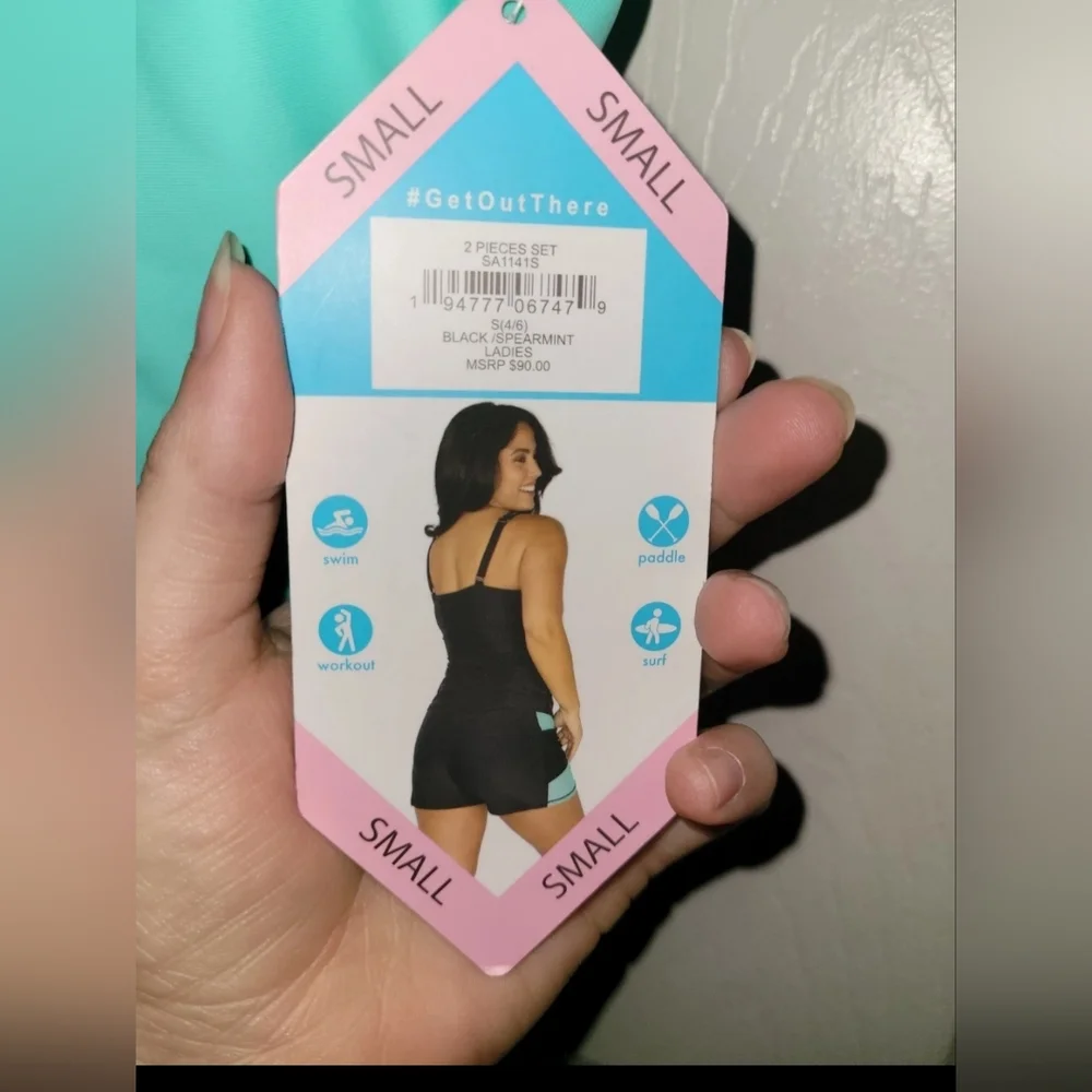 NWT Free Country Women's Swimsuit Tankini TOP Spearmint Swim Wear Size Small - Picture 3 of 7
